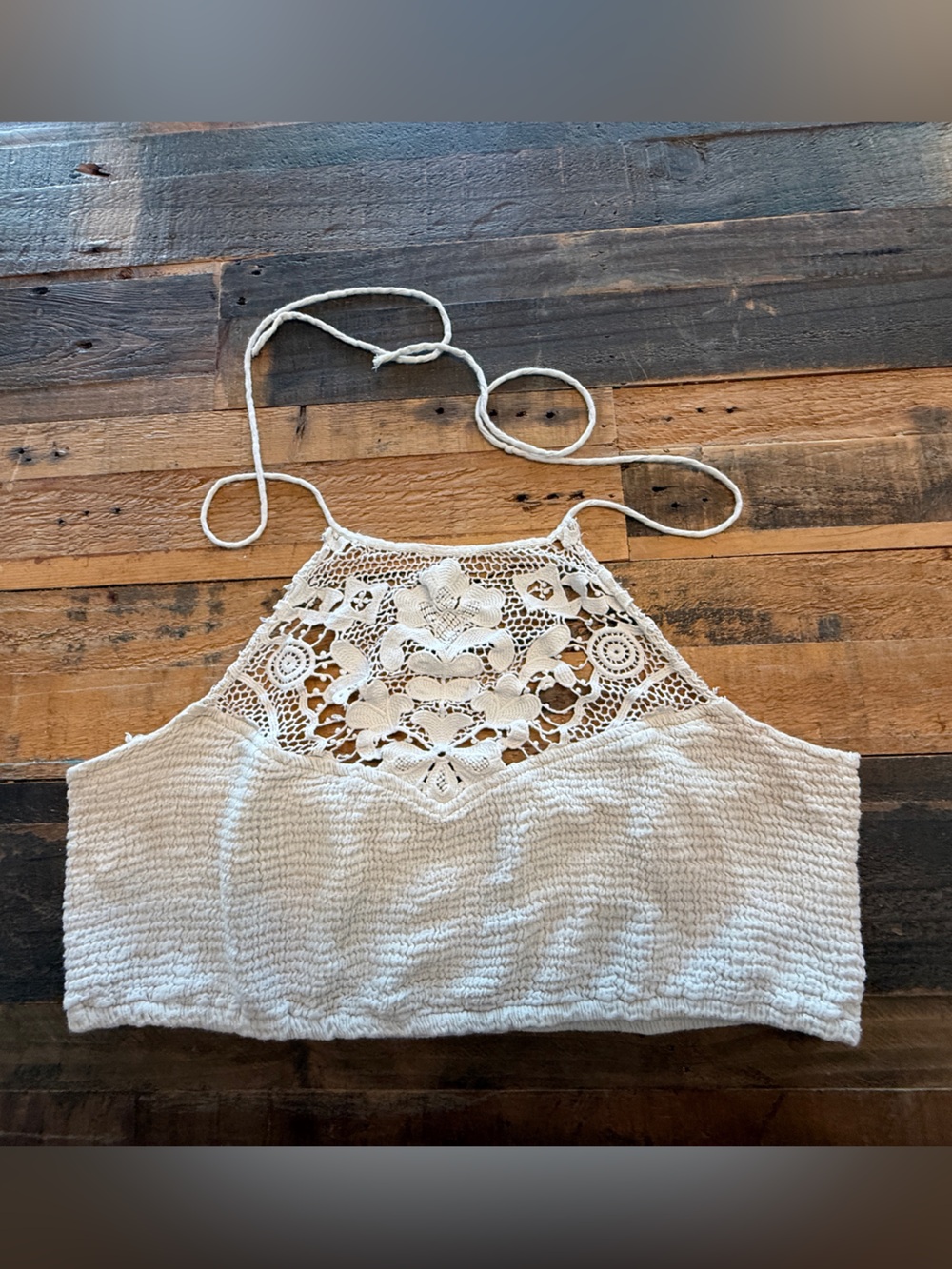 Free people Crochet Lace Halter Crop Top